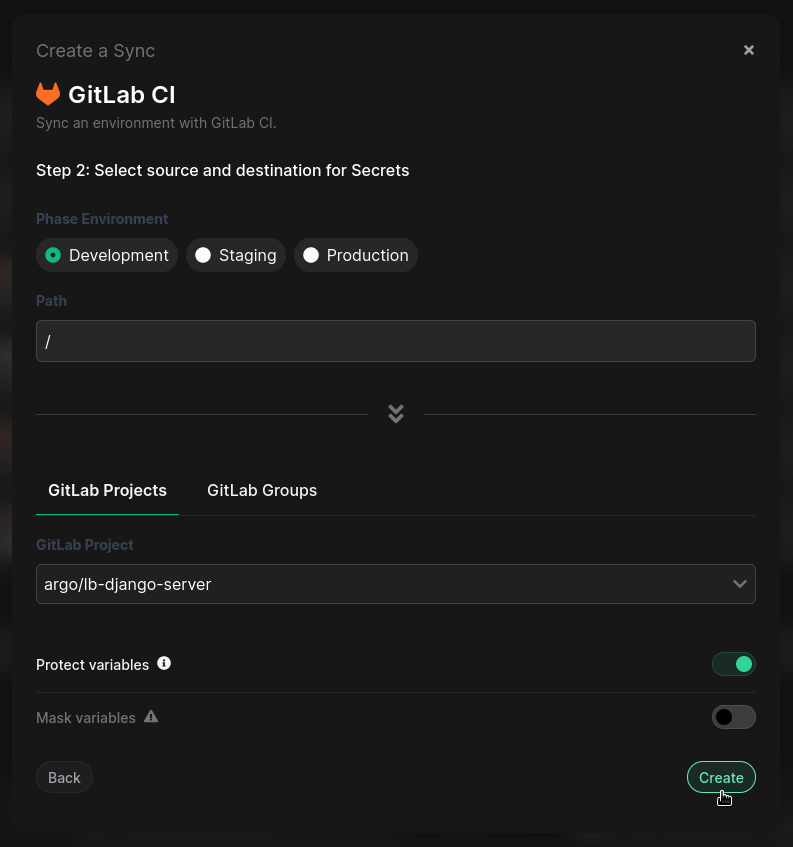 Configure sync